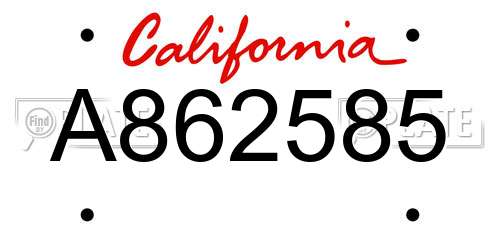 A862585 California License Plate