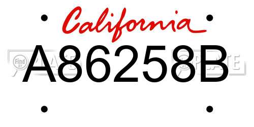 A86258B California License Plate