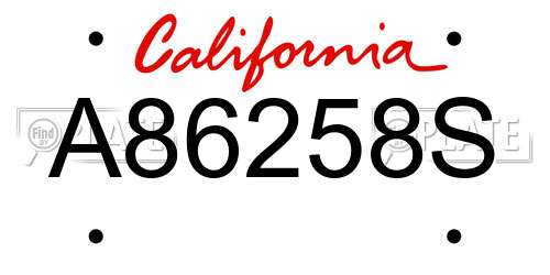A86258S California License Plate
