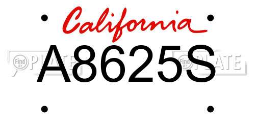 A8625S California License Plate