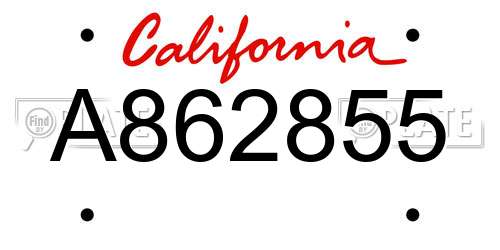 A862855 California License Plate
