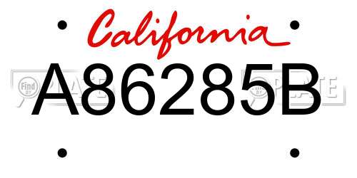 A86285B California License Plate