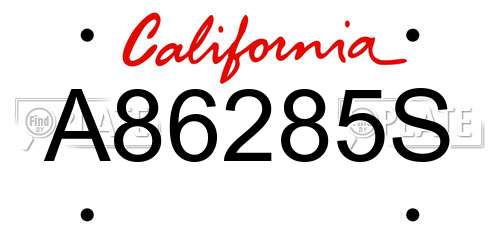 A86285S California License Plate