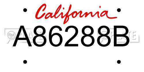A86288B California License Plate
