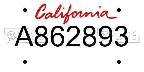 A862893 California License Plate