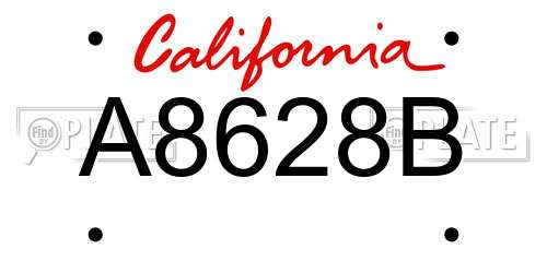 A8628B California License Plate