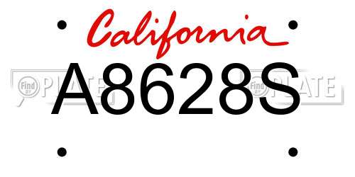 A8628S California License Plate