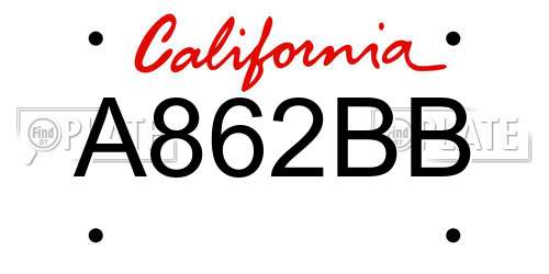 A862BB California License Plate