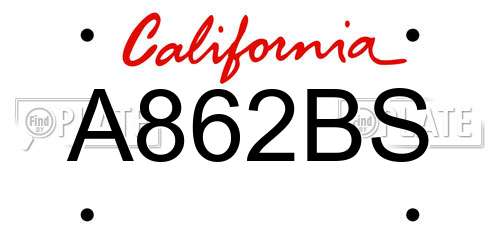 A862BS California License Plate