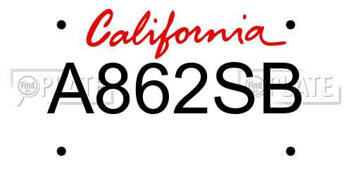 A862SB California License Plate