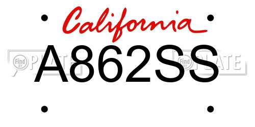 A862SS California License Plate