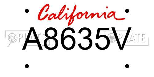 A8635V California License Plate