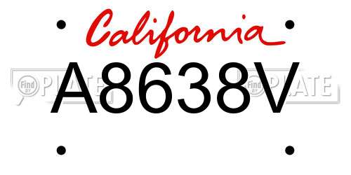 A8638V California License Plate