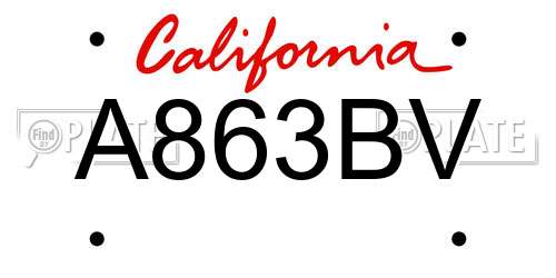 A863BV California License Plate