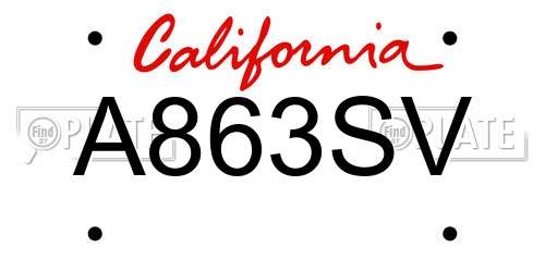 A863SV California License Plate