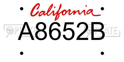 A8652B California License Plate