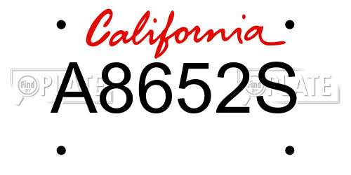 A8652S California License Plate