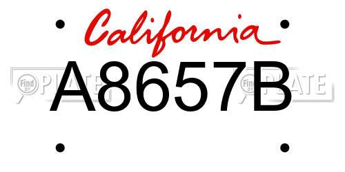 A8657B California License Plate