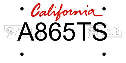 A865TS California License Plate