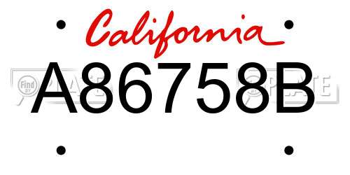 A86758B California License Plate