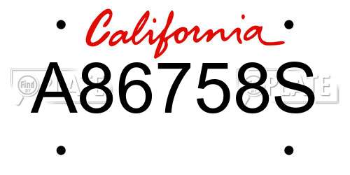 A86758S California License Plate