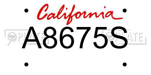 A8675S California License Plate