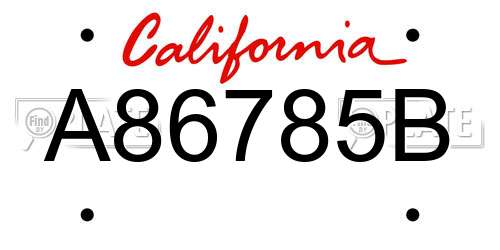 A86785B California License Plate