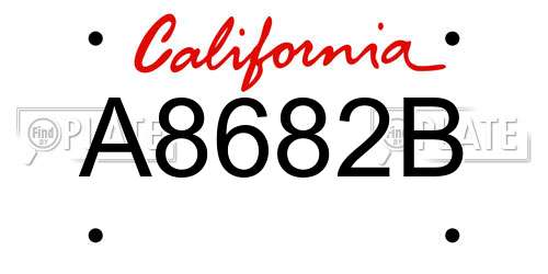 A8682B California License Plate