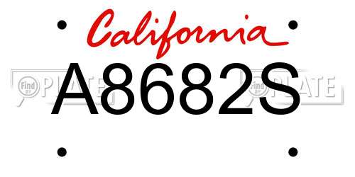 A8682S California License Plate