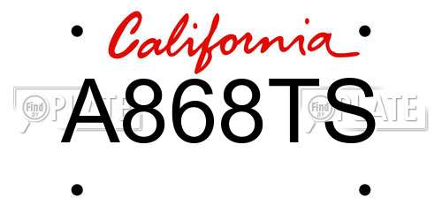 A868TS California License Plate