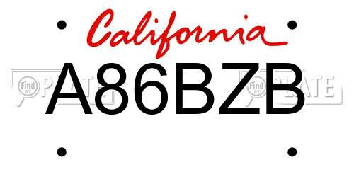 A86BZB California License Plate