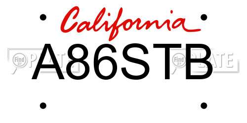 A86STB California License Plate