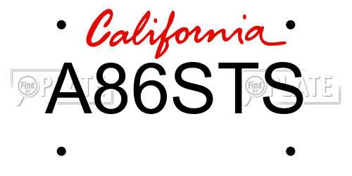 A86STS California License Plate