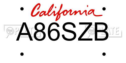 A86SZB California License Plate