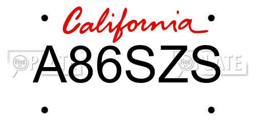 A86SZS California License Plate