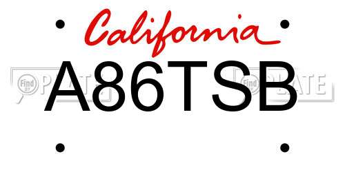 A86TSB California License Plate