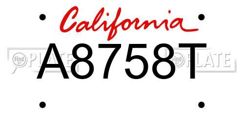 A8758T California License Plate