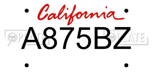 A875BZ California License Plate