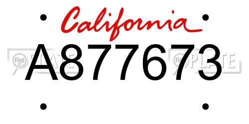 A877673 California License Plate