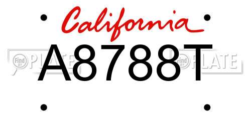 A8788T California License Plate