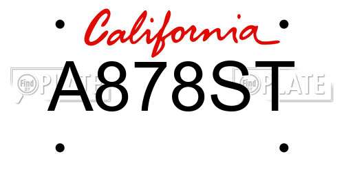 A878ST California License Plate