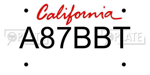 A87BBT California License Plate