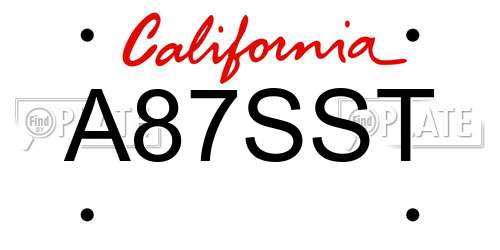 A87SST California License Plate