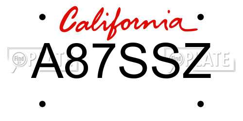 A87SSZ California License Plate