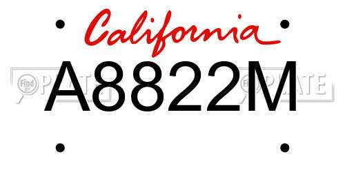 A8822M California License Plate