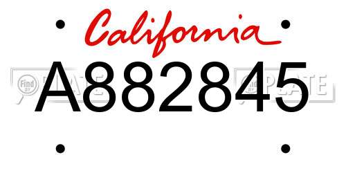 A882845 California License Plate