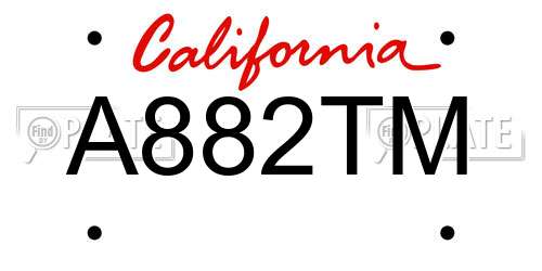A882TM California License Plate