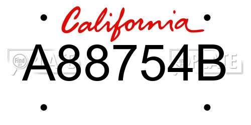 A88754B California License Plate