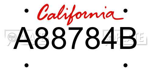 A88784B California License Plate