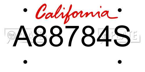 A88784S California License Plate